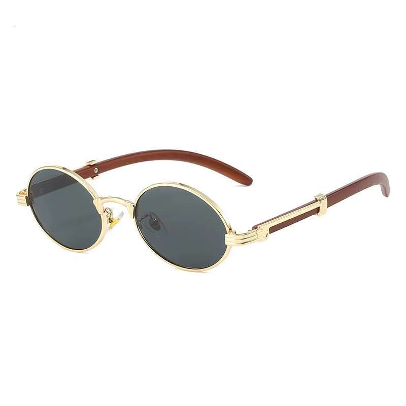 Multiple Colors Unisex High Quality Wood Grain Color Retro Oval Frame Sunglass for Men Women