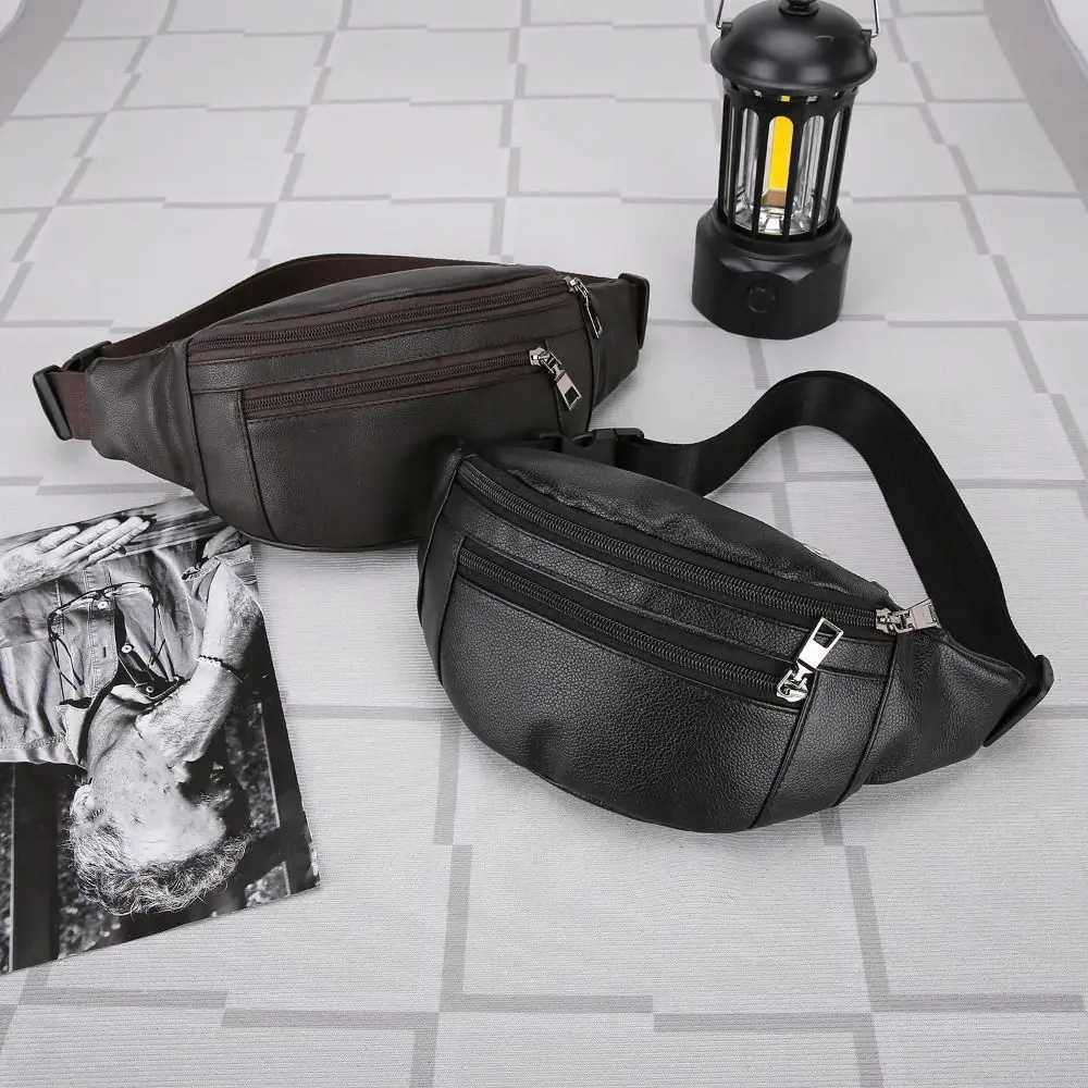 Business leather waist bag multifunctional cAsh wallet outdoor cross body bag waterproof sports bag travel bag Z250407