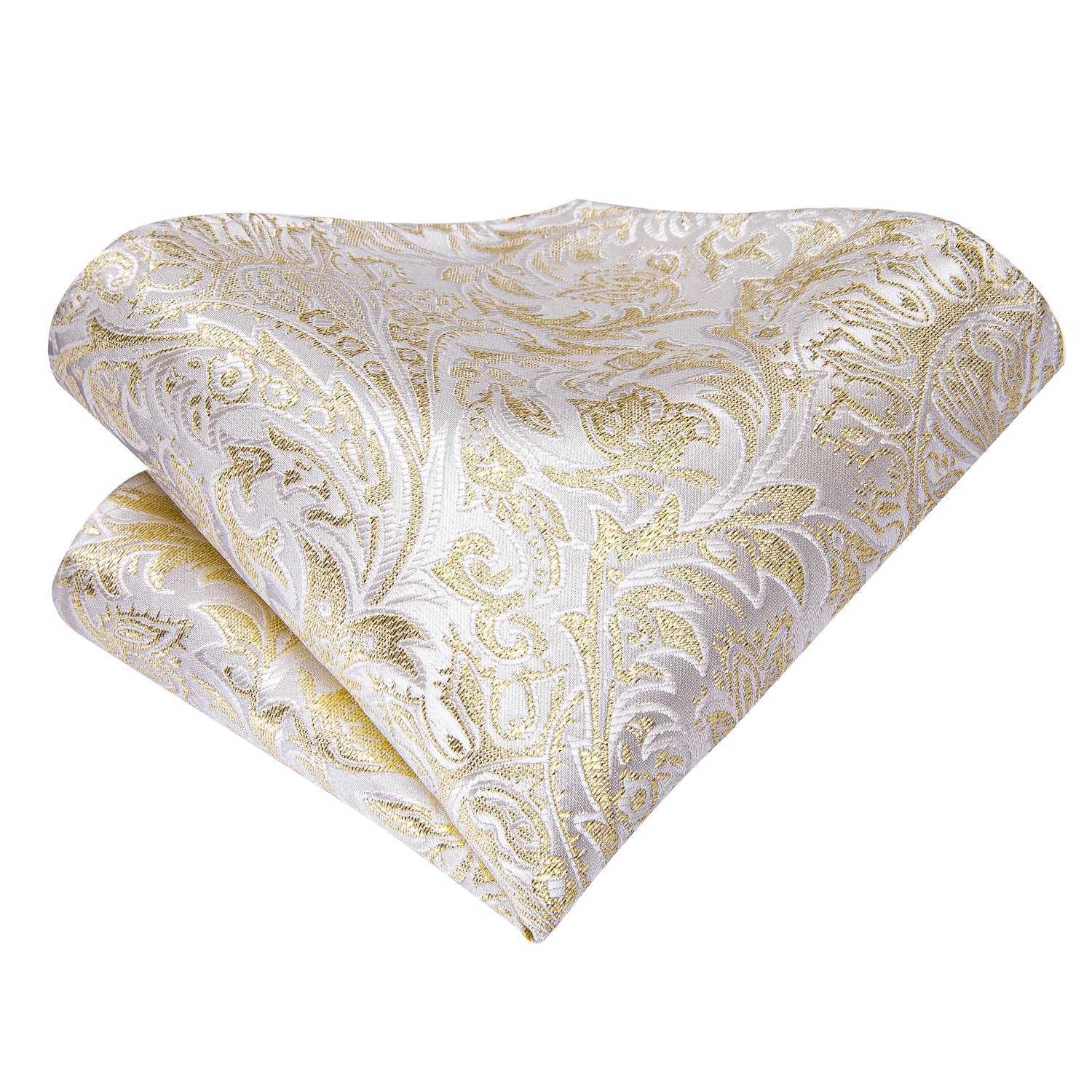 Hi-Tie Champagne Gold-color Silk Mens Elegant Ties Fashion Mens Necktie Pocket Square Cufflinks Set Business Party Wedding X2504071
