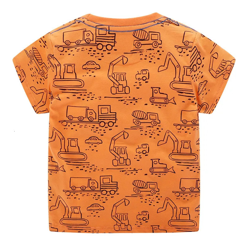 Jumping Meters 2-7T Arrival Boys T Shirts For Summer Cartoon Car Toddler Kids Tees Baby Tops Clothes 250407