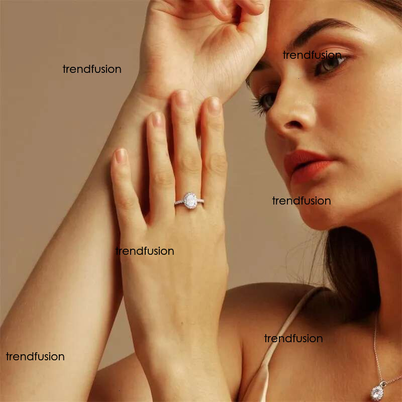 rings 1ct moissanite jewelry sterg sier cluster oval d color dia white gold engagement fashion lady