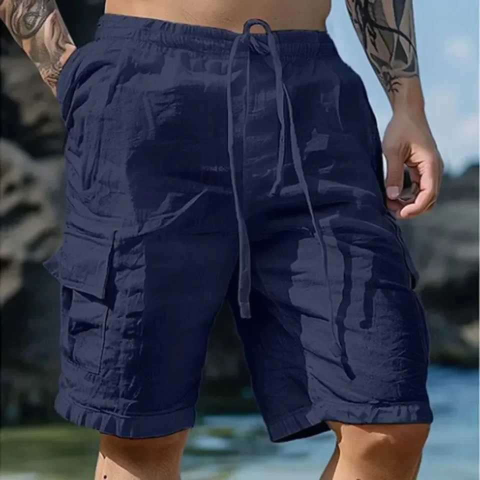 Mens loose cargo shorts with pockets fashionable beach streetwear sports and casual shorts running shortsXJ250407