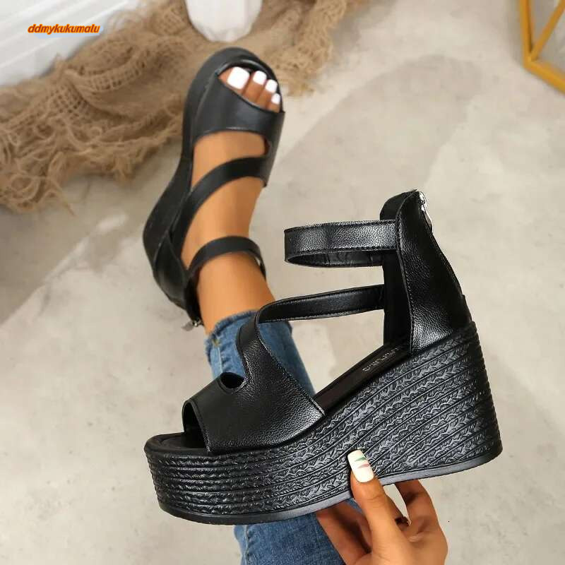 Women's Platform Wedge 2025 Summer Fashion Casual Comfortable Ladies Heeled Sandals Walking Shoes for Women High Heels ddmykukumalu