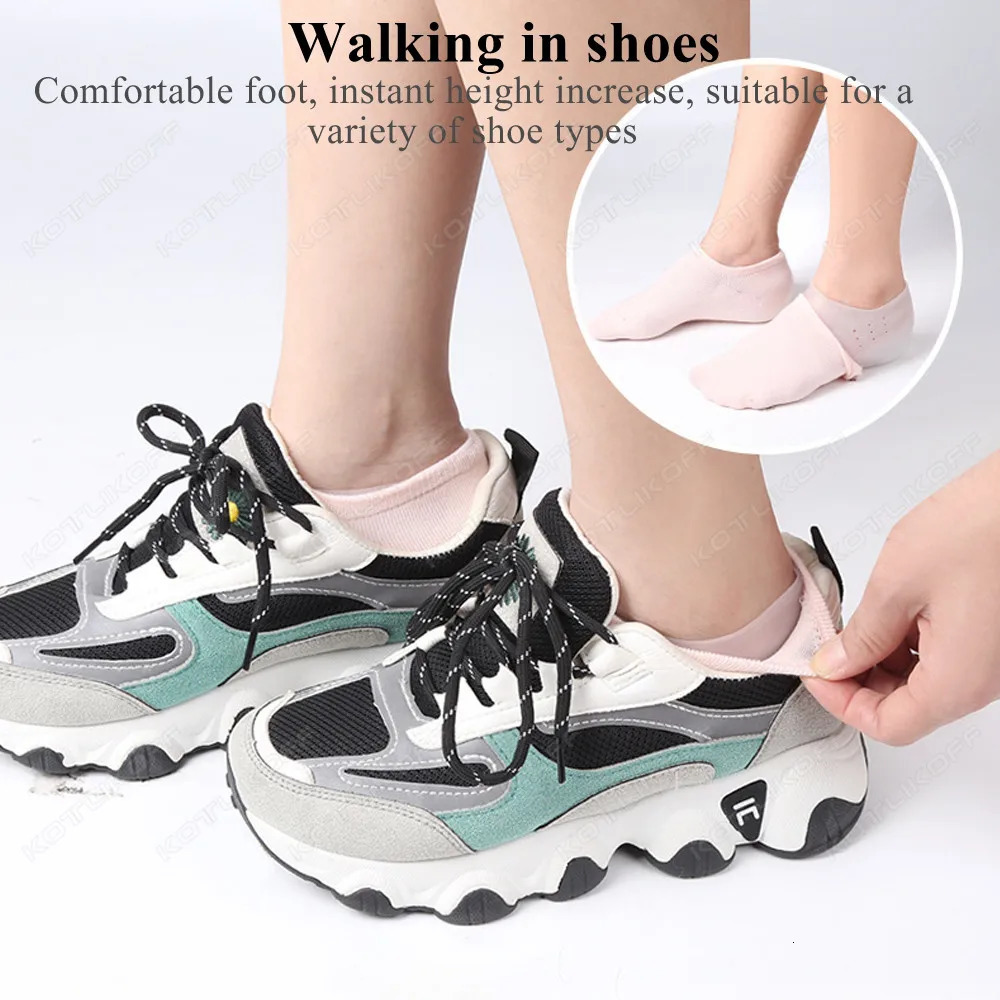 Invisible Height Increase Silicone Socks Silicone Elastic Heel Pad Foot Protection Damping Heel Cushion Hidden Insole Unisex 250408