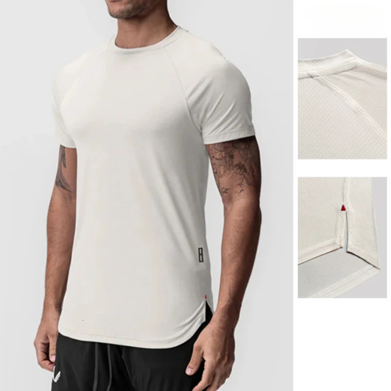 Gym mens summer casual tight fitting T-shirt short sleeved T-shirt mens fitness quick drying sportswear top sportswear 250402