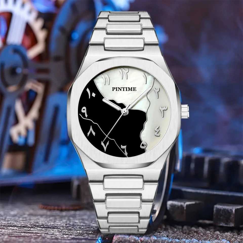Arabic numeral shell face mens watch luxury brand steel band quartz fashion creative watch Y250407