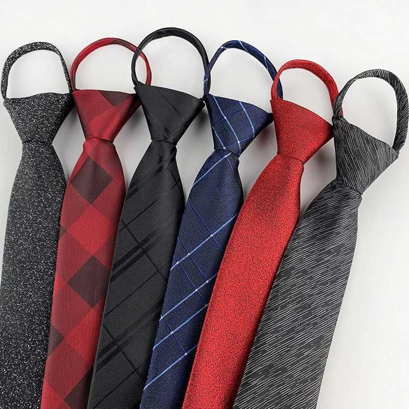 7cm Mens Tie Pre-tied Business Wedding Easy Wear Neck Tie Zipper Lazy Pre-tied Korean Style Solid Plaid Wen Necktie X250407