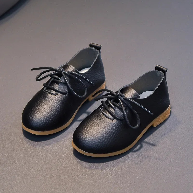 Kids Flat Shoes Solid Color Matte PU British Style Children Leather Shoes Non-slip 2025 Fashion Boys Girls Chic Shoes Soft 250407