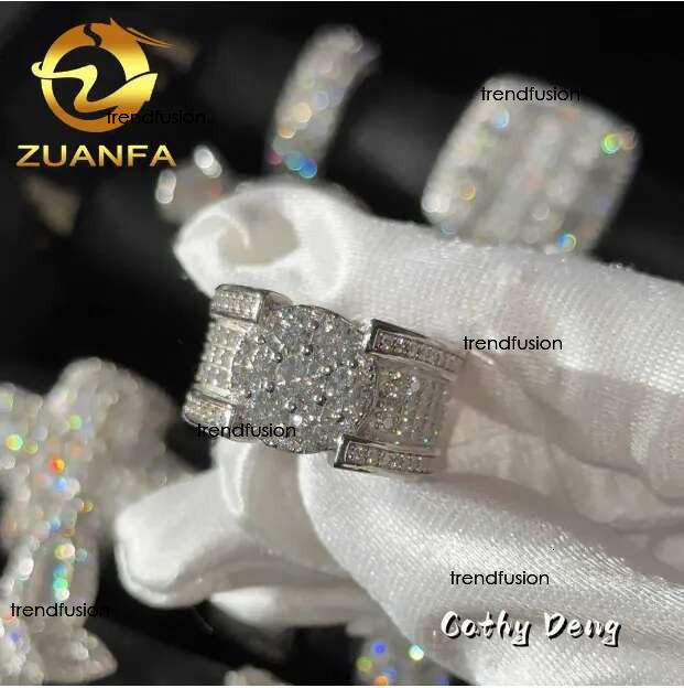 Lifeng Jewelry Custom Single Letter Ring Baguette cut VVS Moissanite Two Tone Sterg Sier Men Hiphop Rings