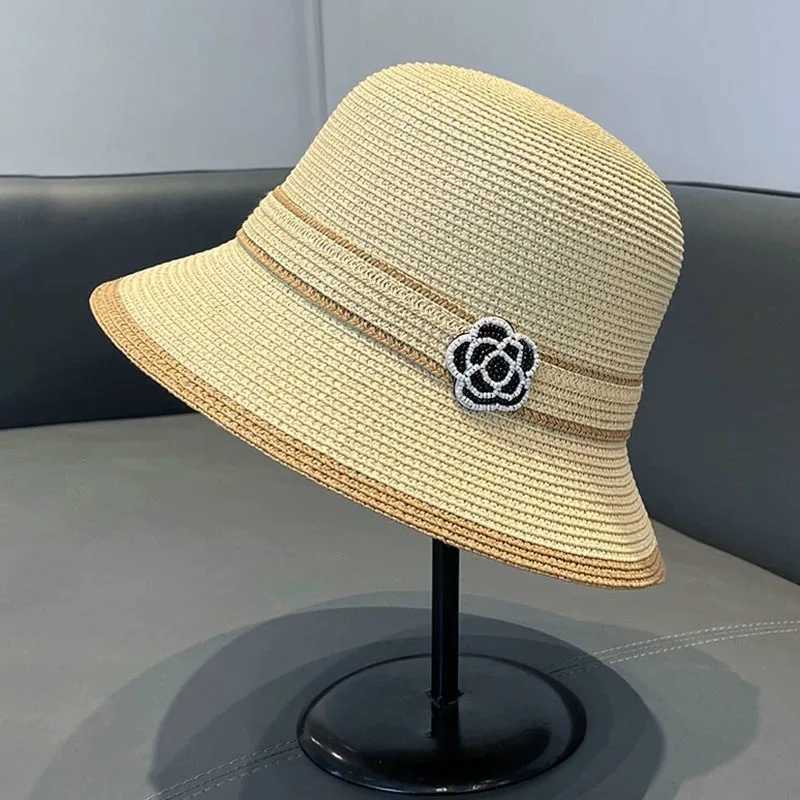 Wens New Straw lia Bucket Hat Spring and Summer Japanese Egant Sunscreen Hat Straw HatC250407