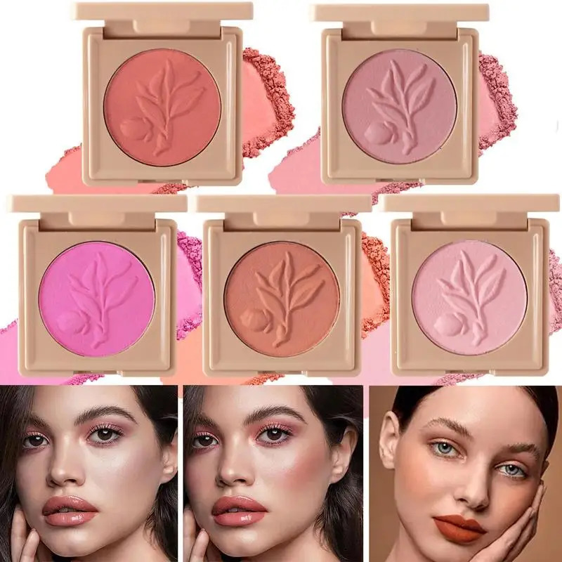 5color powder blusher palette makeup multicolor pearl cheek pink matte bright maquillaje 250325