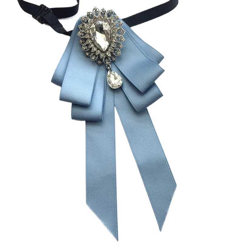 Vintage Crystal Fabric Bow Tie Brooch Korean Fashion Bowties Neckties for Wen White Shirt Collar Luxury Jewelry Accessories X250407