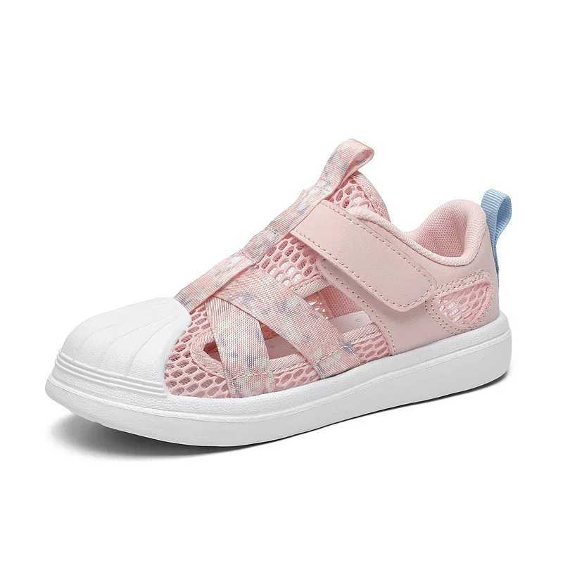 Fashionable childrens soft casual shoes girls light short and chubby air mesh sports shoes childrens summer 4 5 6 7 8 princess mesh sports shoes W2504