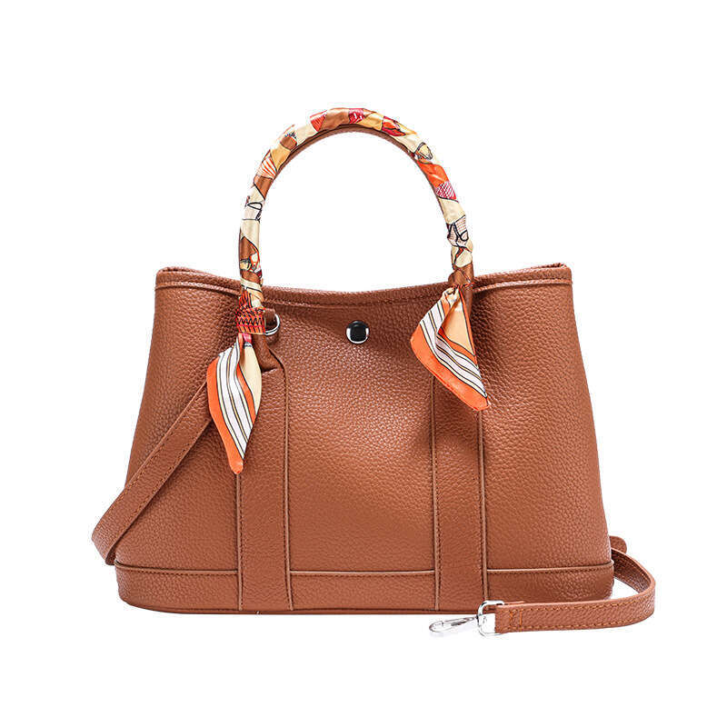 Texture Lychee Pattern Garden Large Capacity Handheld Silk Scarf Tote Single Shoulder Crossbody Commuter Women's Bag 2025 New Casual Fashion Tren