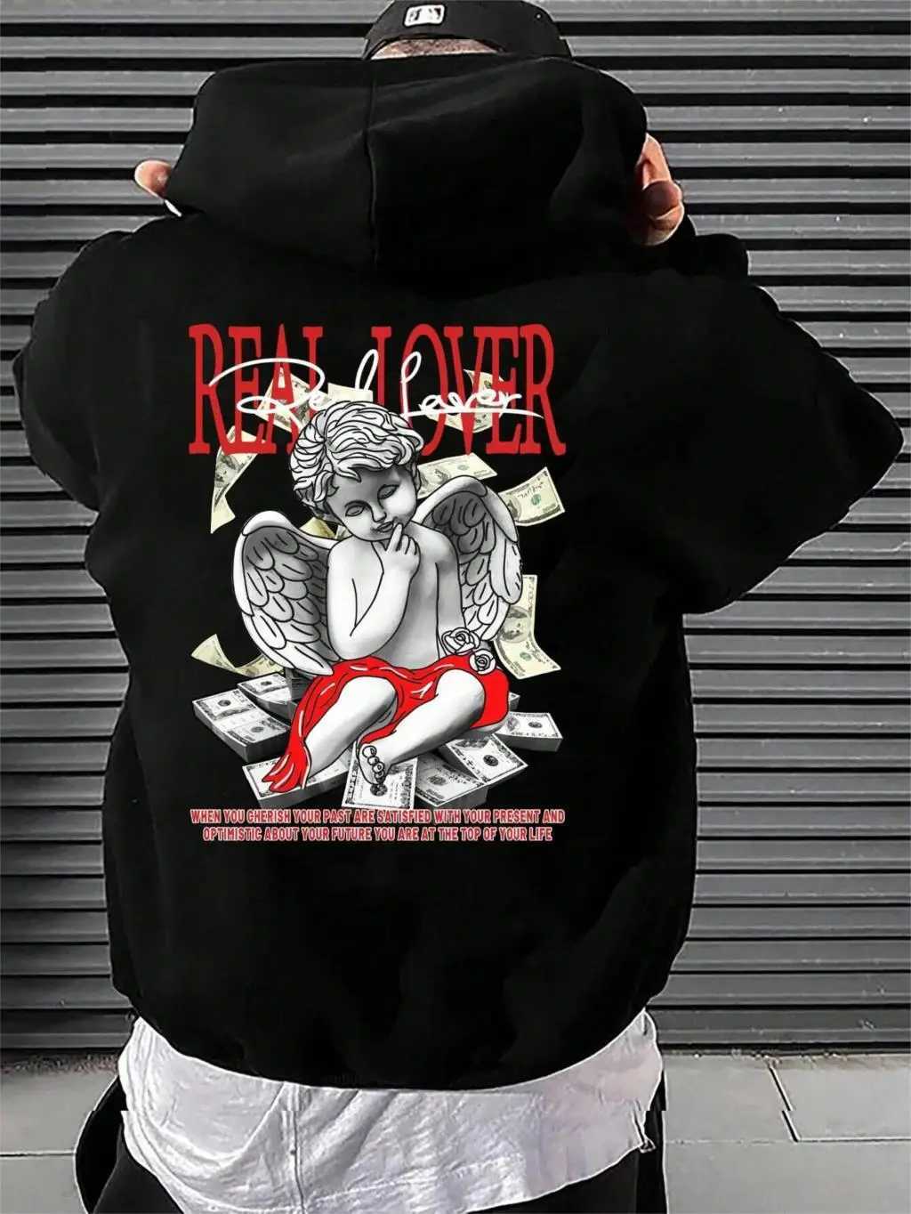 True Love Printed Mens Hoodie O-Neck Full Match Loose Comfortable Sweatshirt Fashion Wool Basic Hoodie Autumn Full Match Clothing W250408