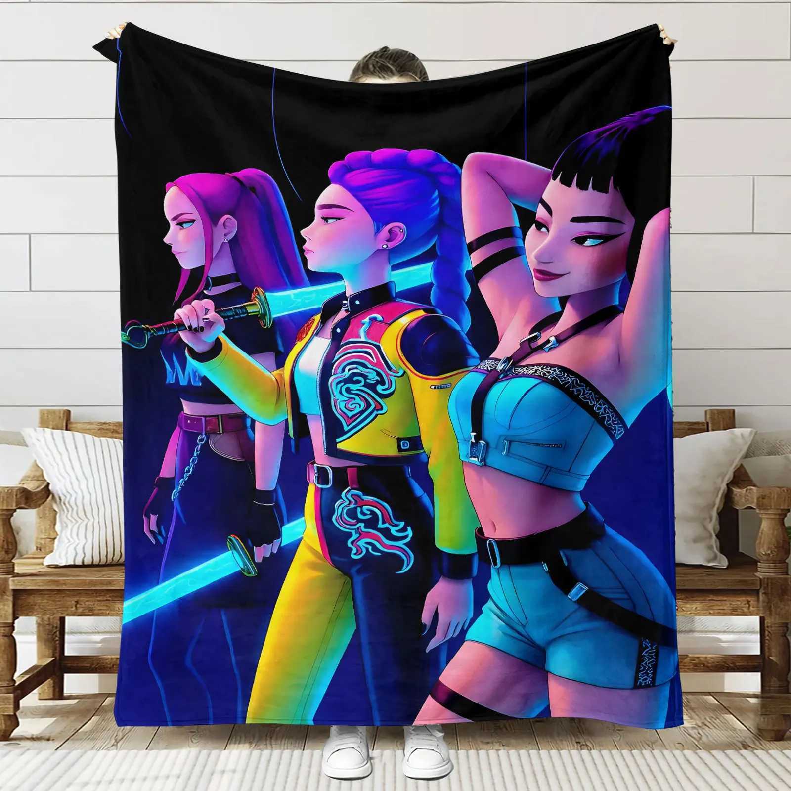 K-POP Flannel Blankets Demon-Hunters Travel Bedroom Sofa Blankets Birthday Gifts Soft Throw Blanket Gifts For Girls Home Decor L251108