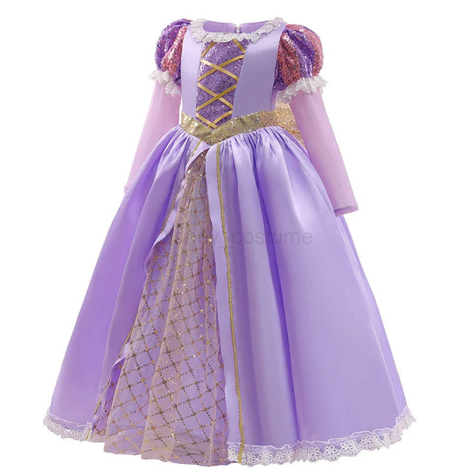 Disney Girl Princess Dress Purple Costume Luxury Birthday Party Prom Dress Child Girl Clothing Fancy Halloween Carnival Party Role Play X250408