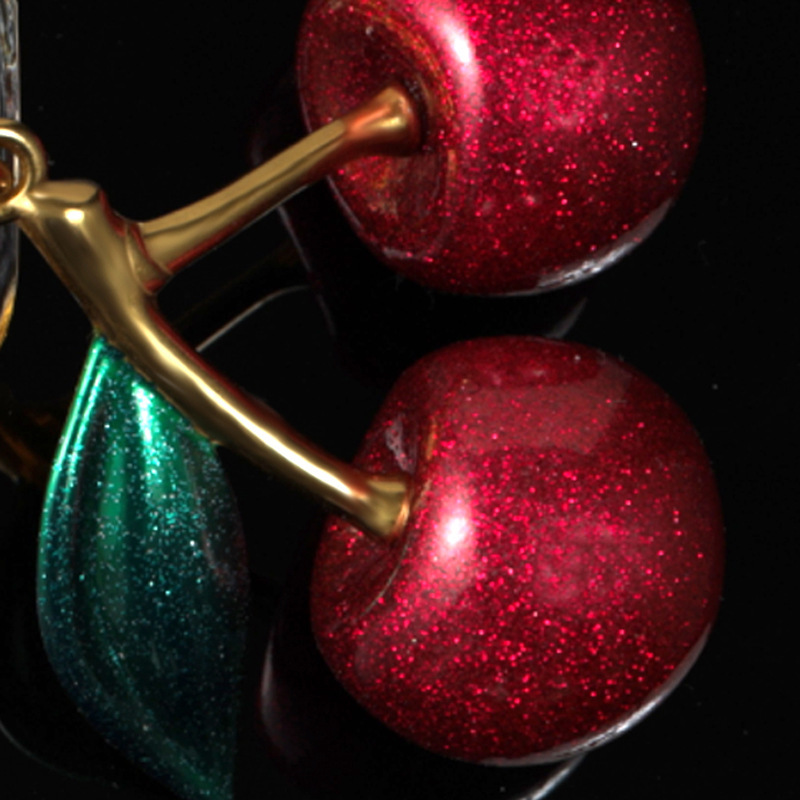 Luxury keychain designer Red Pendant Jewelry Cross-Border E-commerce Double Leaf Large and Small Resin Cherry Car Hardware Keychain Accessories key ch