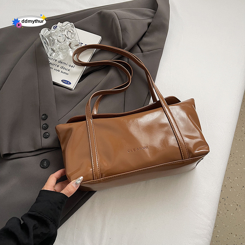 Oil wax leather Korean style minimalist INS flip underarm design, casual and versatile shoulder bag, large capacity tote bag ddmythur