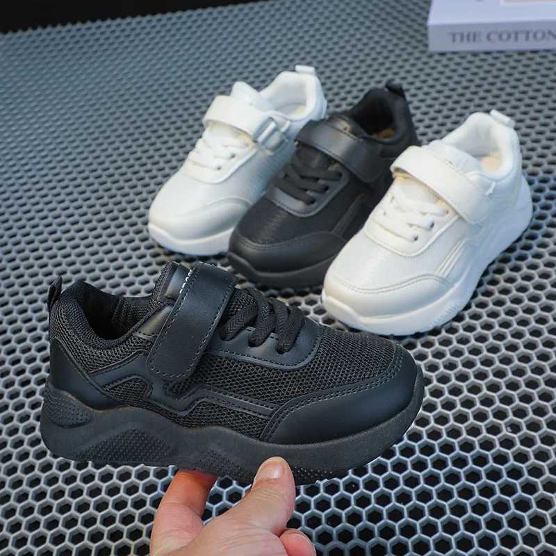2025 new soft breathable hook and loop white boys and girls sports shoes cute Korean sled uniform school shoes W250407
