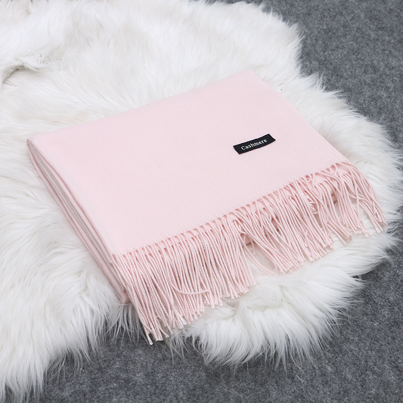 K337 More than 200 grams of bright red solid color imitation cashmere scarf for women Korean style winter versatile thickened shawl warm fashionable n
