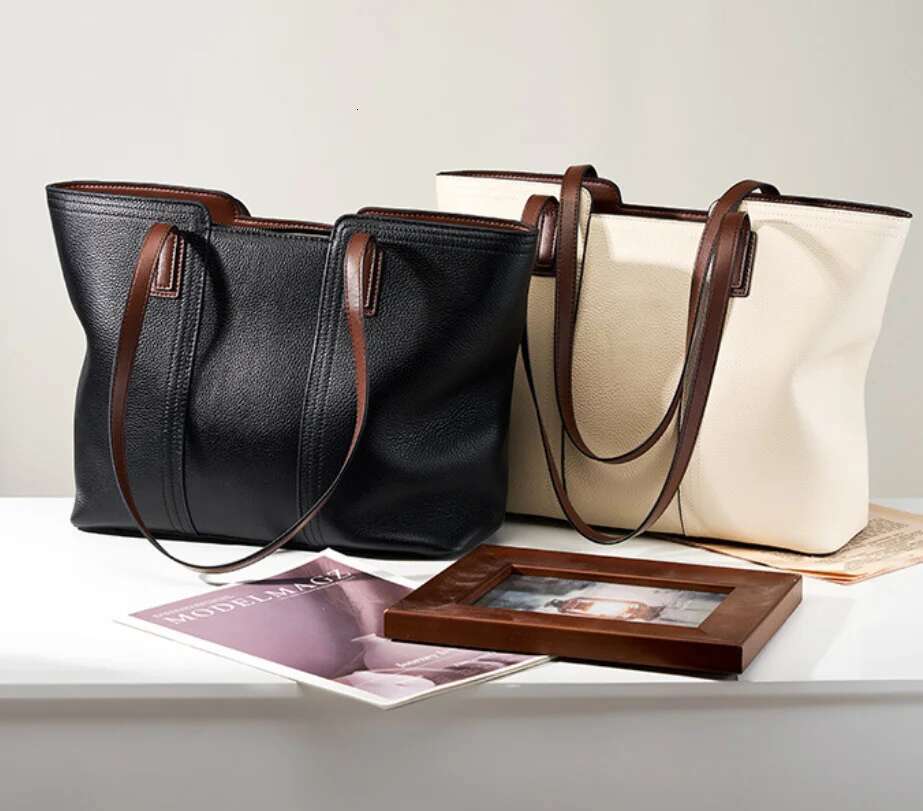 2025 New Designer Women Tote Large Capacity Commuter Handbag Mom Shoulder Shopping Genuine Leather Bag