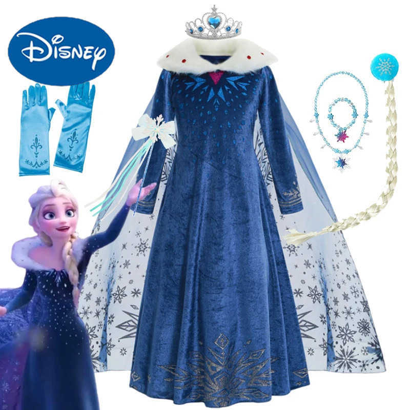 Disney Children Halloween Snow Queen Elsa Princess Dress Winter Girls Frozen Costume Carnival Birthday Party Dress Kids Outfit Clothes X250408