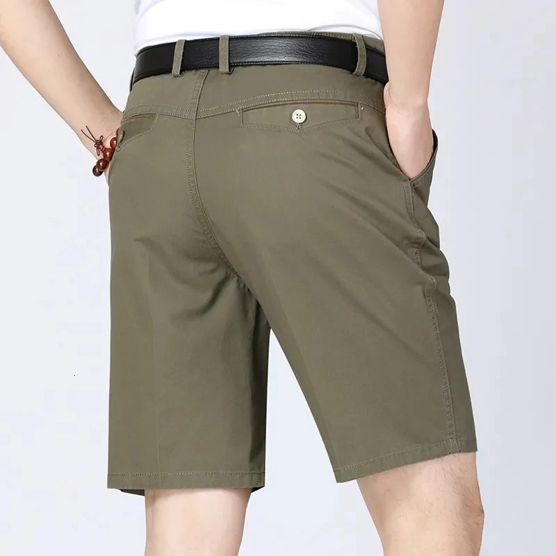 Classic Mens Cotton Shorts Men Stretch Casual Shorts Bermuda Knee Shorts Golf Sports Summer Cool Breathable Shorts Khaki Beige 250407