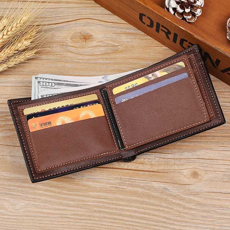 New Mens PU Leather Wallet Short Mens Wallet Card 2024 Top Vintage Male Small Wallet Coin Purse H2511071