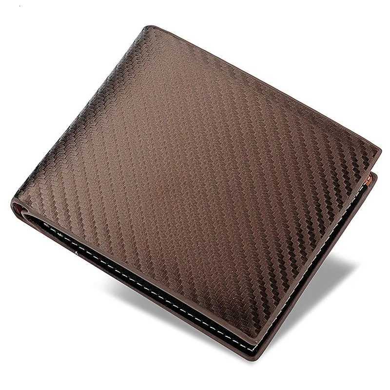 2025 New Carbon Fiber Short Wallet Mens Card Bag Integrated Zipper Change Bag Holder Slim Minimalist Carbon Tri-Fold Wallet H2511071