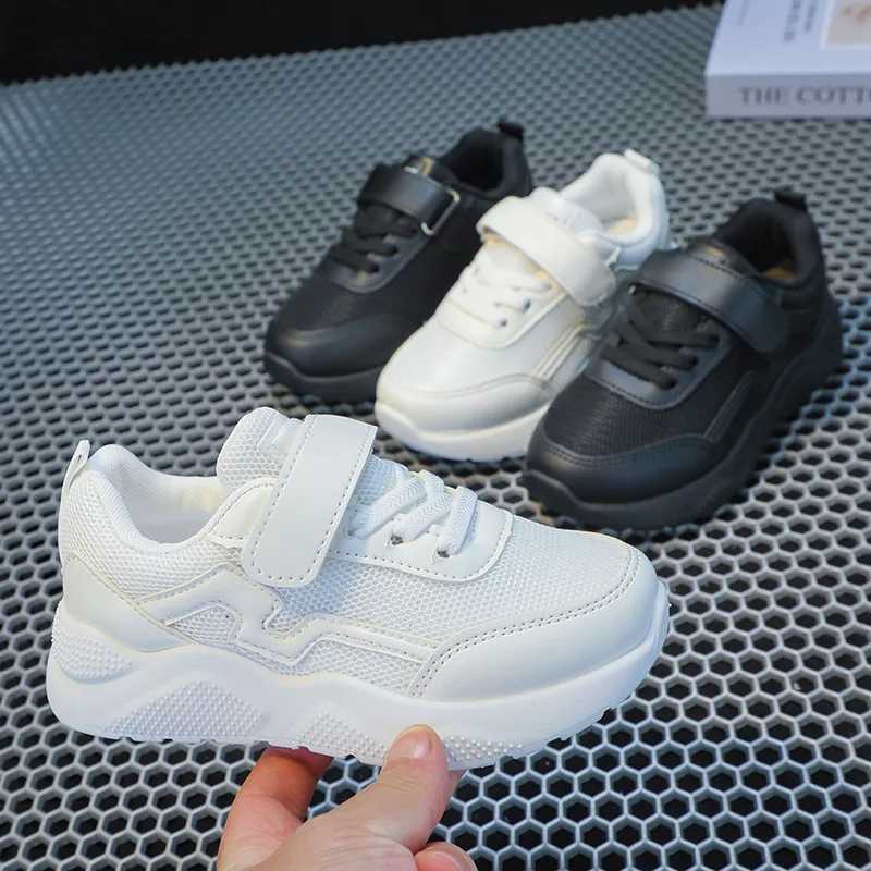 2025 new soft breathable hook and loop white boys and girls sports shoes cute Korean sled uniform school shoes W250407