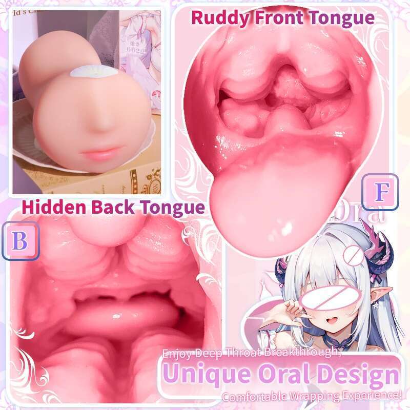 YUU Dual Tongue Blowjob Mastrubator for Male Toy with Teeth Realistic Mouth Masturbation Cup Deep Throat Oral Sex Simulator