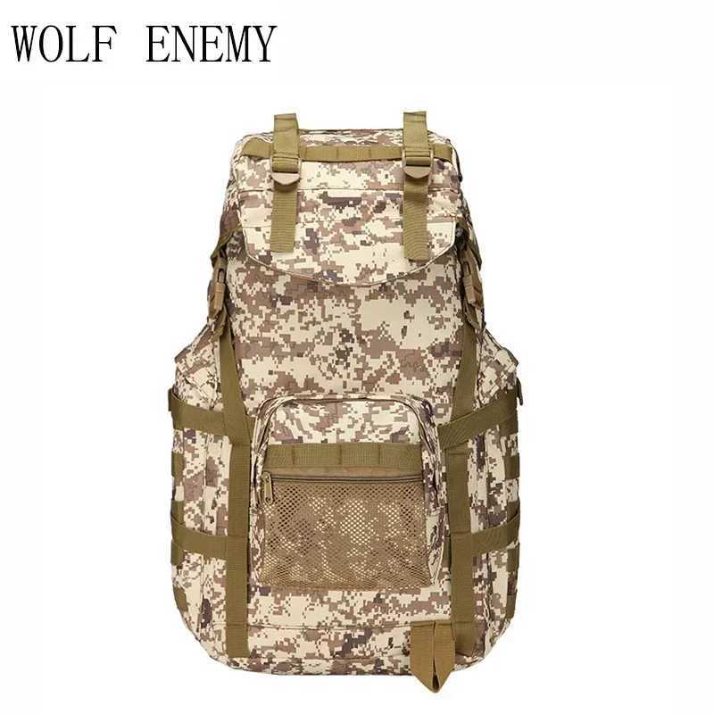 Outdoor Tactical Backpack 60L Hunting bag Trekking Sport Travel Rucksack Camping Hiking Camouflage Bag Assault KnapsackC250407