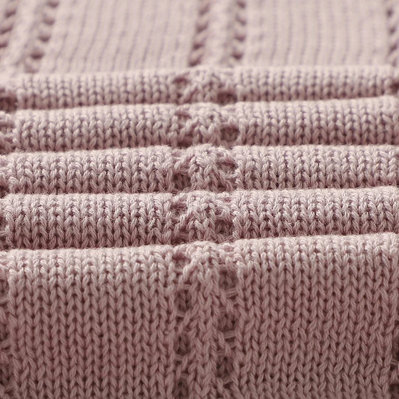 Vertical Stripes Solid Color Baby Cotton Blankets Plain Knitted Babies Boys Girls Muslin Swaddle Blanket For born Infant 250408