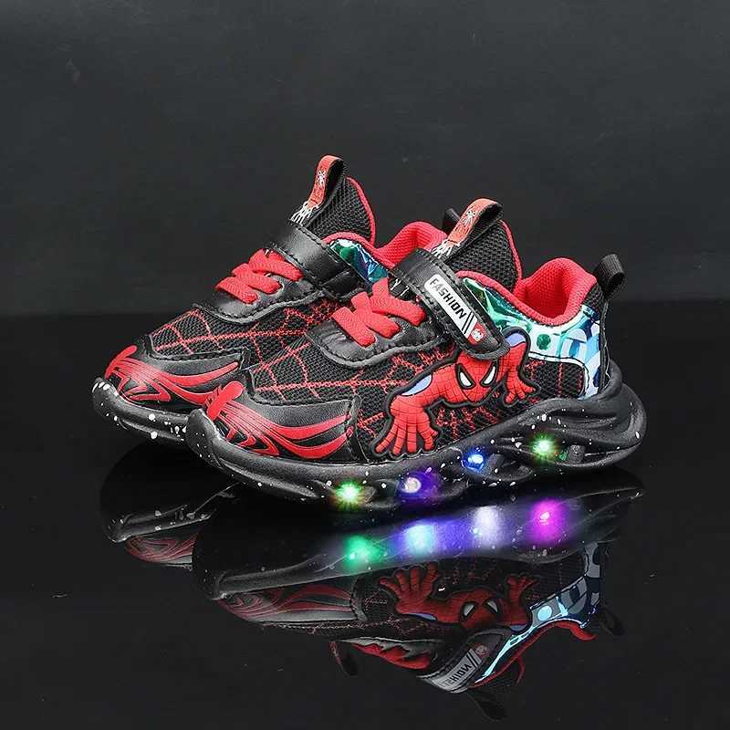 Boys LED shoes autumn childrens grid casual sports shoes breathable light blue sports shoes sports shoes size 23-32 W250407