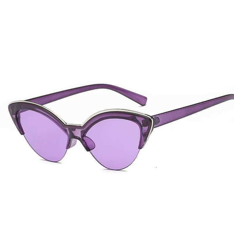 Half Frame Leopard Triangle Cateye Women Square Shades Ladies Uv400 Sunglasses