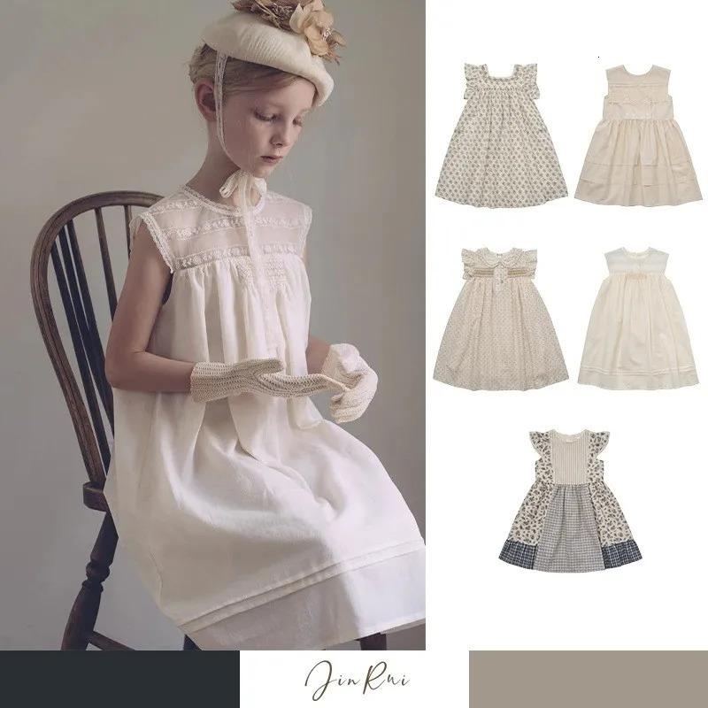 Arrival 2025 Summer Princess Dress For Baby Girls Korean Cotton Short Sleeve Skirts Childrens Clothings Ages 3-12 Years 250408
