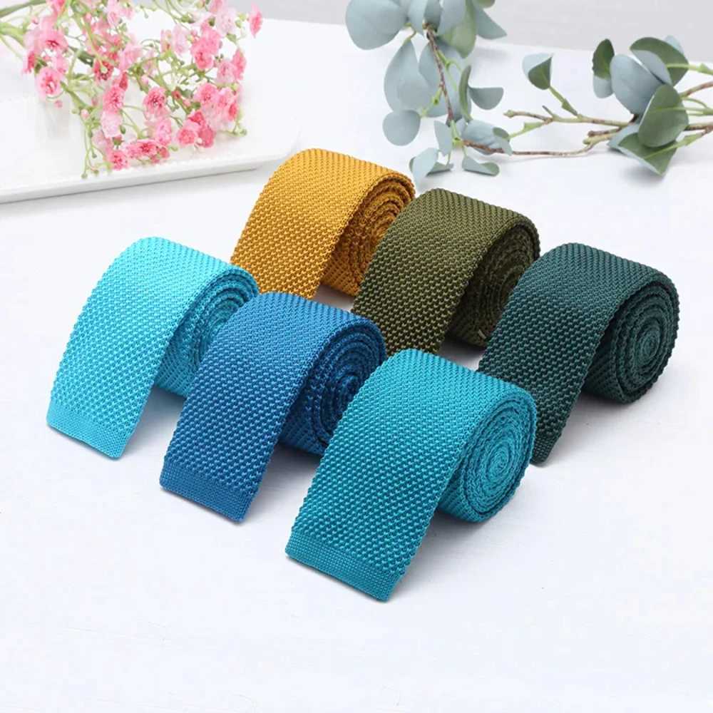 fashion 6 cm Mens knit tie skinny knitted necktie narrow slim gravatas mens wool ties knitting yarn designers candy color X250407