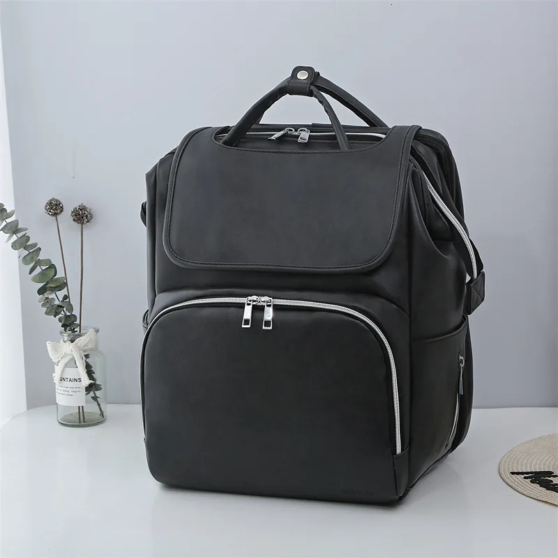 Multi Functional Mommy Bag PU Leather Diaper Bag Backpack Unisex Baby with Changing Mat Large Capacity Travel Diaper Backpack 250407
