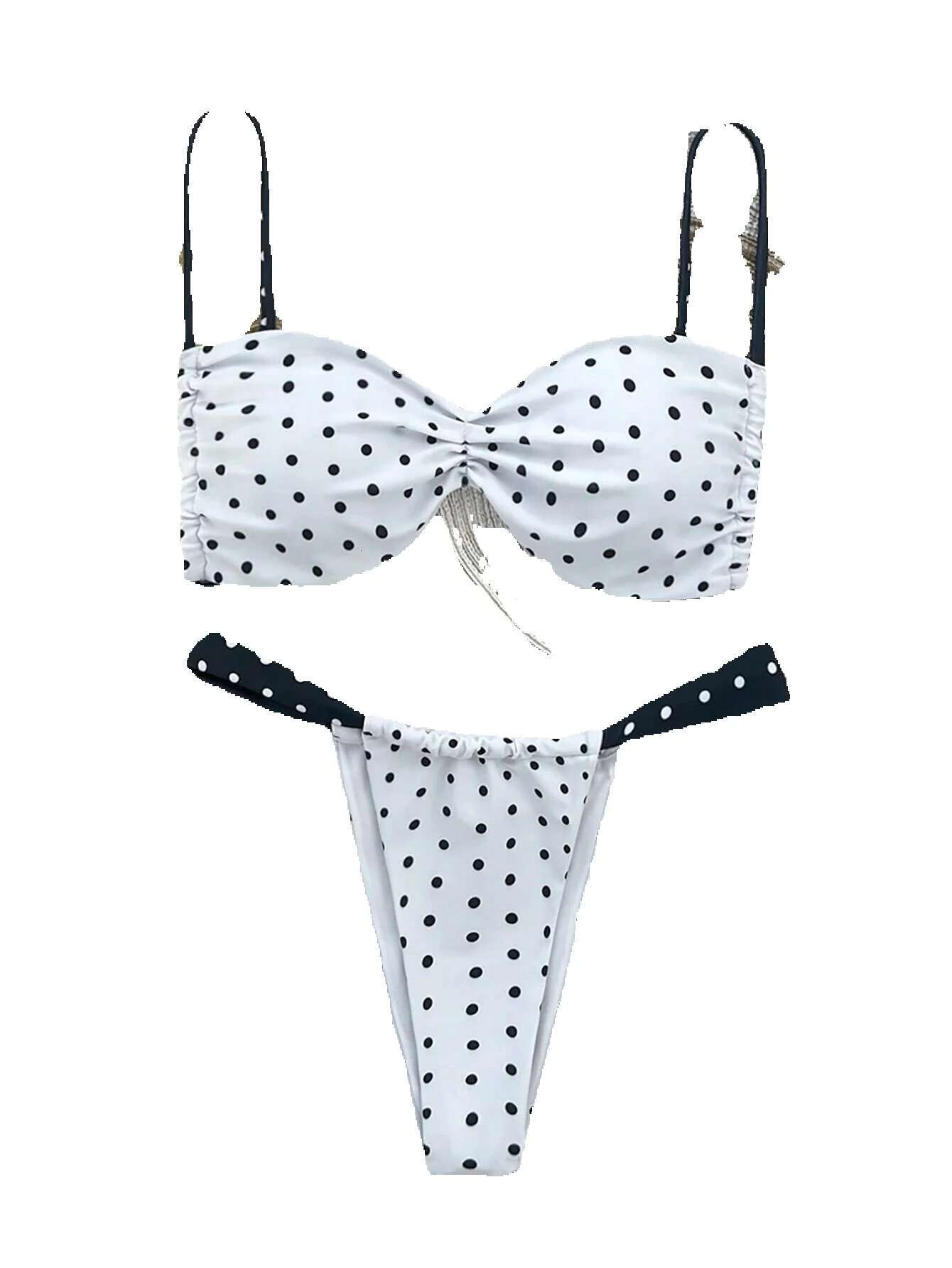 European and American polka dot bikini, solid color stitched swimsuit, split style, women's, new series