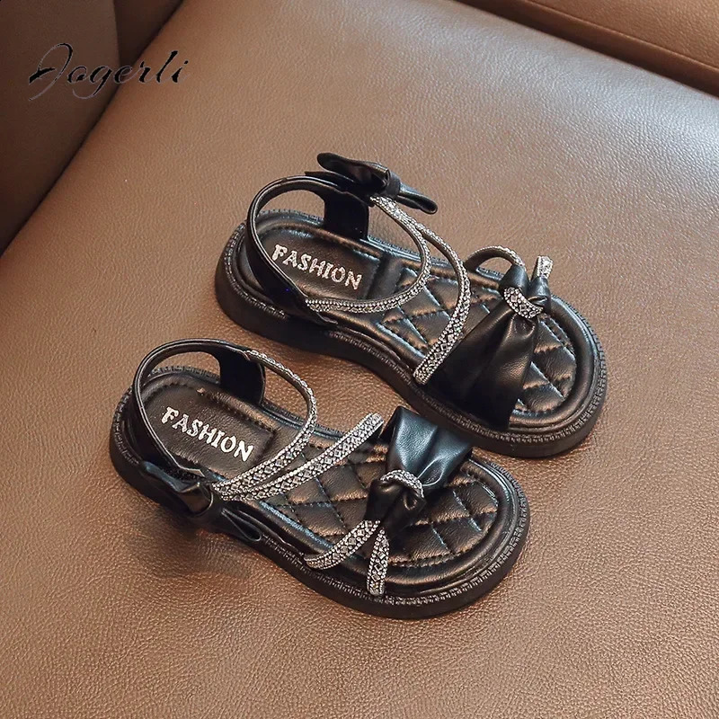 Girls Sandals Summer Soft-soled Rhinestone Princess Treasure Girl Childrens Shoes Flats Slipper 250408