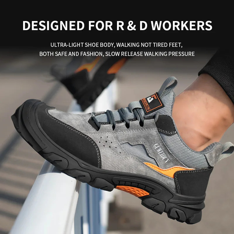 Cowhide Safety Shoes Breathable Work Shoes Steel Toe Anti Smash Safety Boots Fashion Work Sneakers Men Work Boots Indestructible 251106