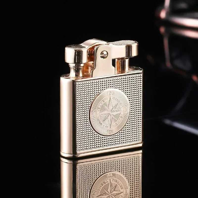 Luxury retro copper waterproof and windproof Kerosene cigarette lighter cigar lighter mens smoking tool mens gift small toolXJ250407