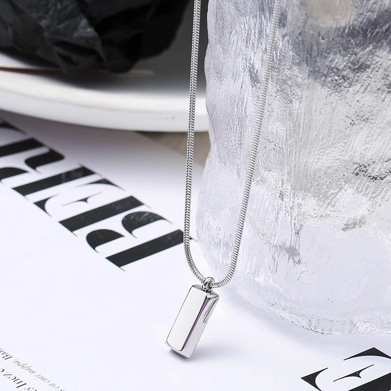 Transport small sier brick pendant snake bone chain light high-end simple exquisite titanium steel necklace