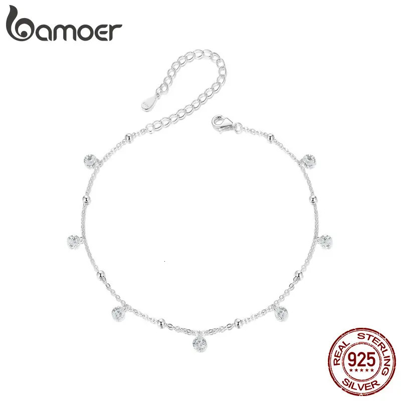 Zirconia Anklet 925 Sterling Silver Chian Bracelet for Leg Female Foot Jewelry For Women Leg Chain Fine Jewelry 250403