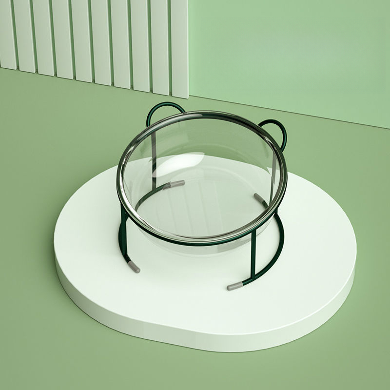 Cat double bowl oblique mouth anti-knock cute glass protection cervical spine cat food basin cat food bowl cat supplies