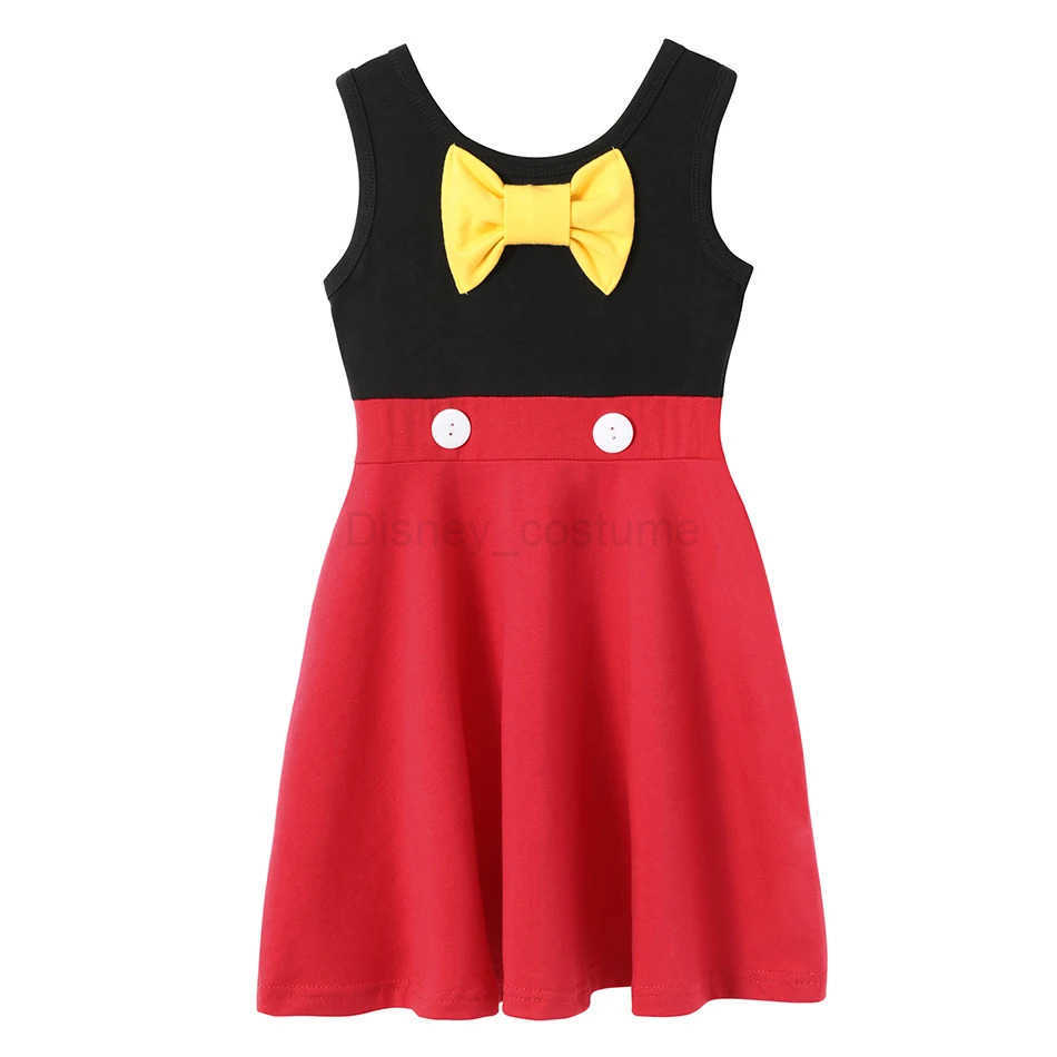 Disney Sunmmer Girls Dress Sleeveless Patchwork Princess Dress Casual Belle Moana Daily Vestidos Children Clothing Pajamas Sweet Girl X250408