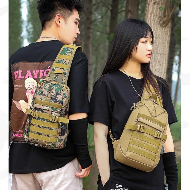 USB Charging Chest Bag Tactical Shoulder Sling Fishing Camping Hiking Bags Travel Duffle Mochila Outdoor Fanny Pack ClimbingC250407