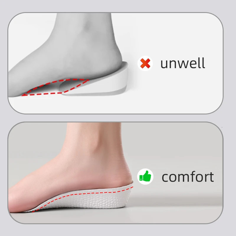 Arch Support Height Increase Insoles Half Pads Orthopedic Breathable Memory Foam 7 Points Lifts Shoe Pads Flat Feet Support 250408
