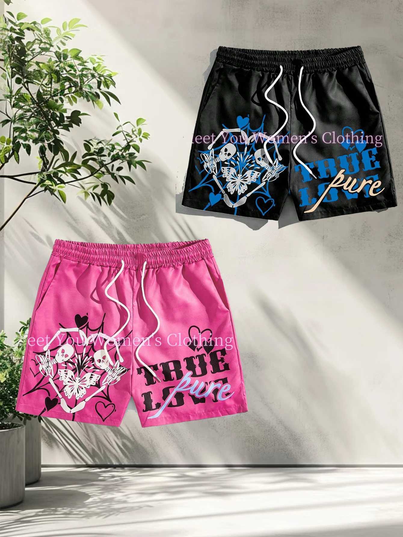 Fitness jogging shorts with breathable and sweat absorbing skull elements suitable for both men and women to sell well in 2025XJ250407